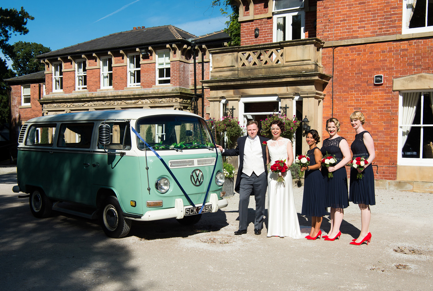 Photograph of a vintage VW Camper Van outside Bartle Hall