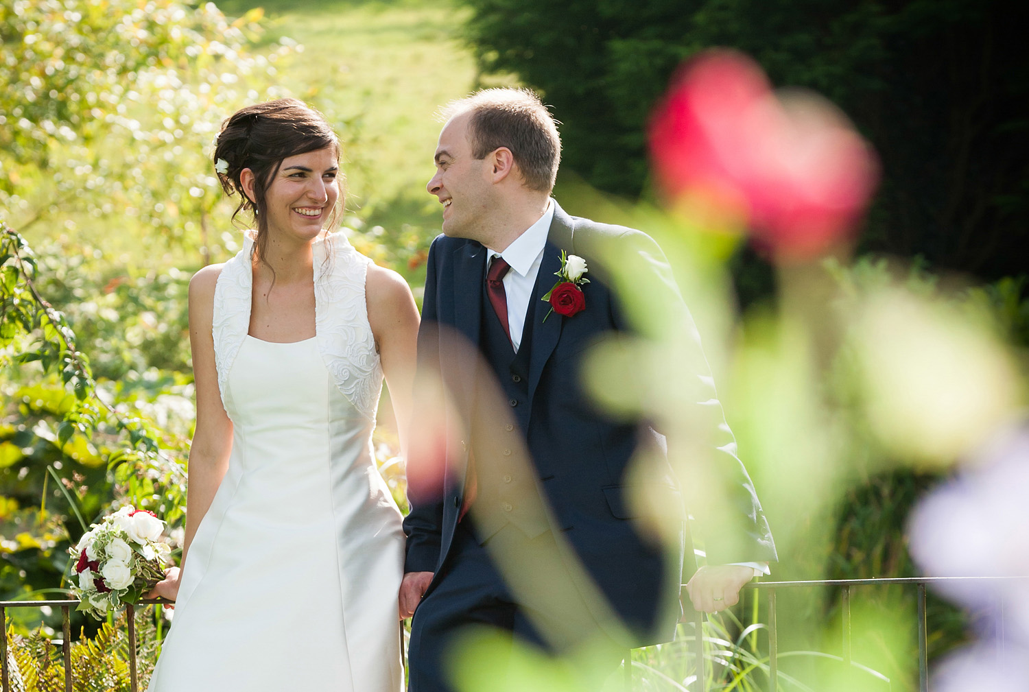 Bride & Groom relaxing in the garden