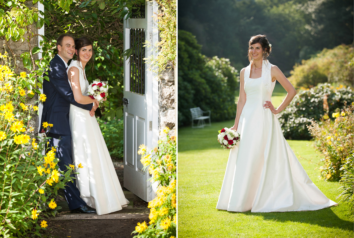 Bride & Groom in the Leighton Hall Gardens