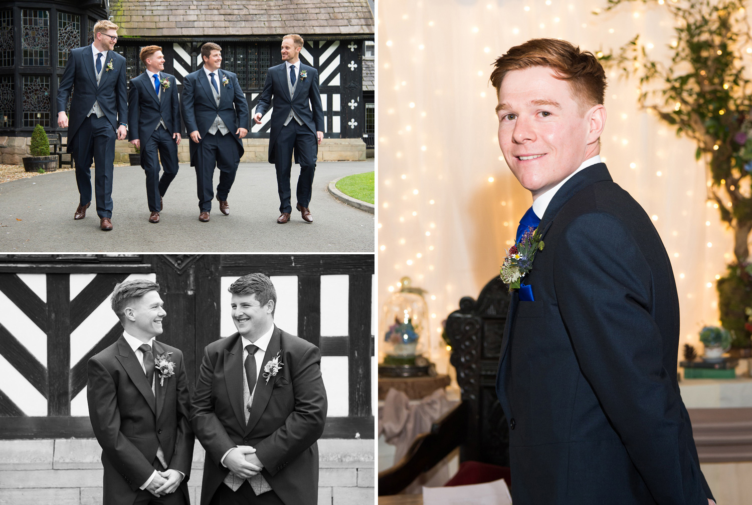 Groom and Groomsmen photographed at Samlesbury Hall Wedding