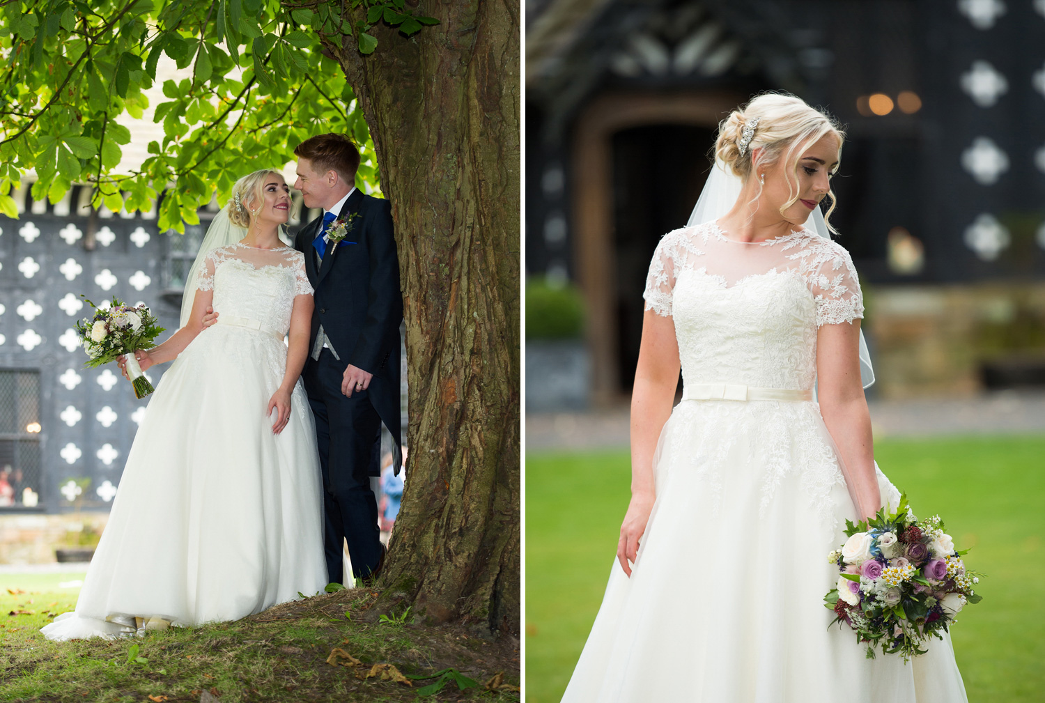 Bride and Groom photographed at Samlesbury Hall