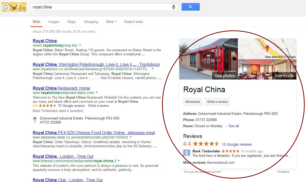 Royal China in search results