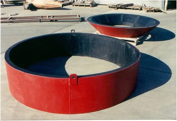 Cone walls fabricated with rubber to increase life expectancy and decrease noise for a quieter work environment.