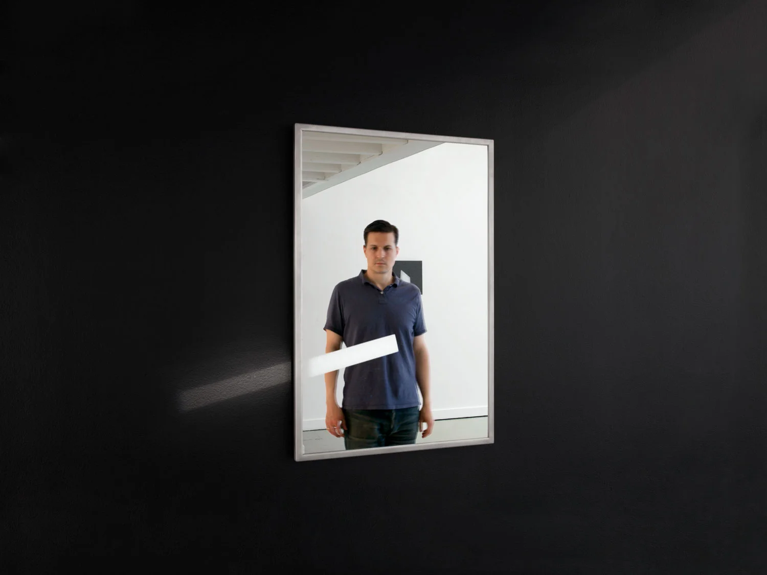 Negative 2013 24 x 36 in. mirror, foamcore, lightbox, film, paper, wood, light Installation view, Fiat Lux , The Print Center, Philadelphia, PA, 2013