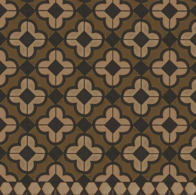 Roman Clover in Cast Iron + Limestone shown with Hex Border 4x8