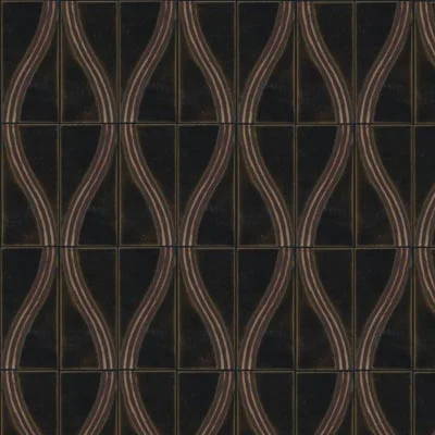 Wave 4x8 in repeat Malachite + Limestone - black line