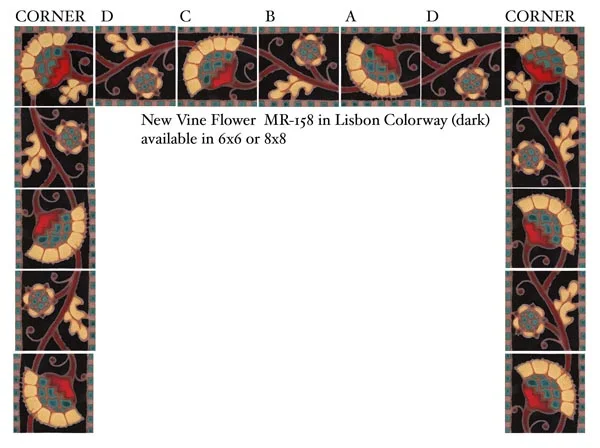 New Vine Flower Border** (**Special Border Pricing) Lisbon Color Palette - clear line