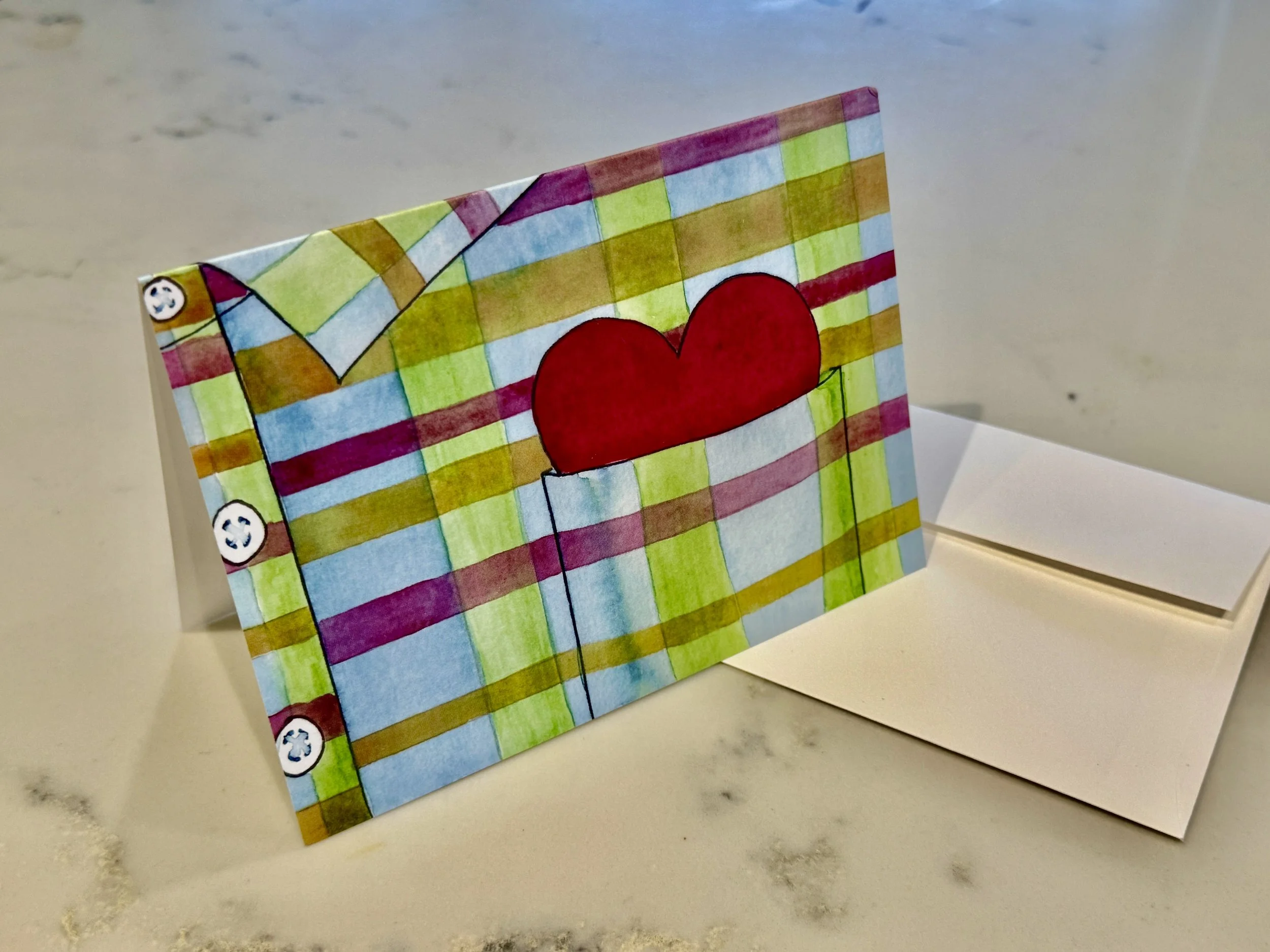  Madras Heart, 5” x 7” card, envelope included 