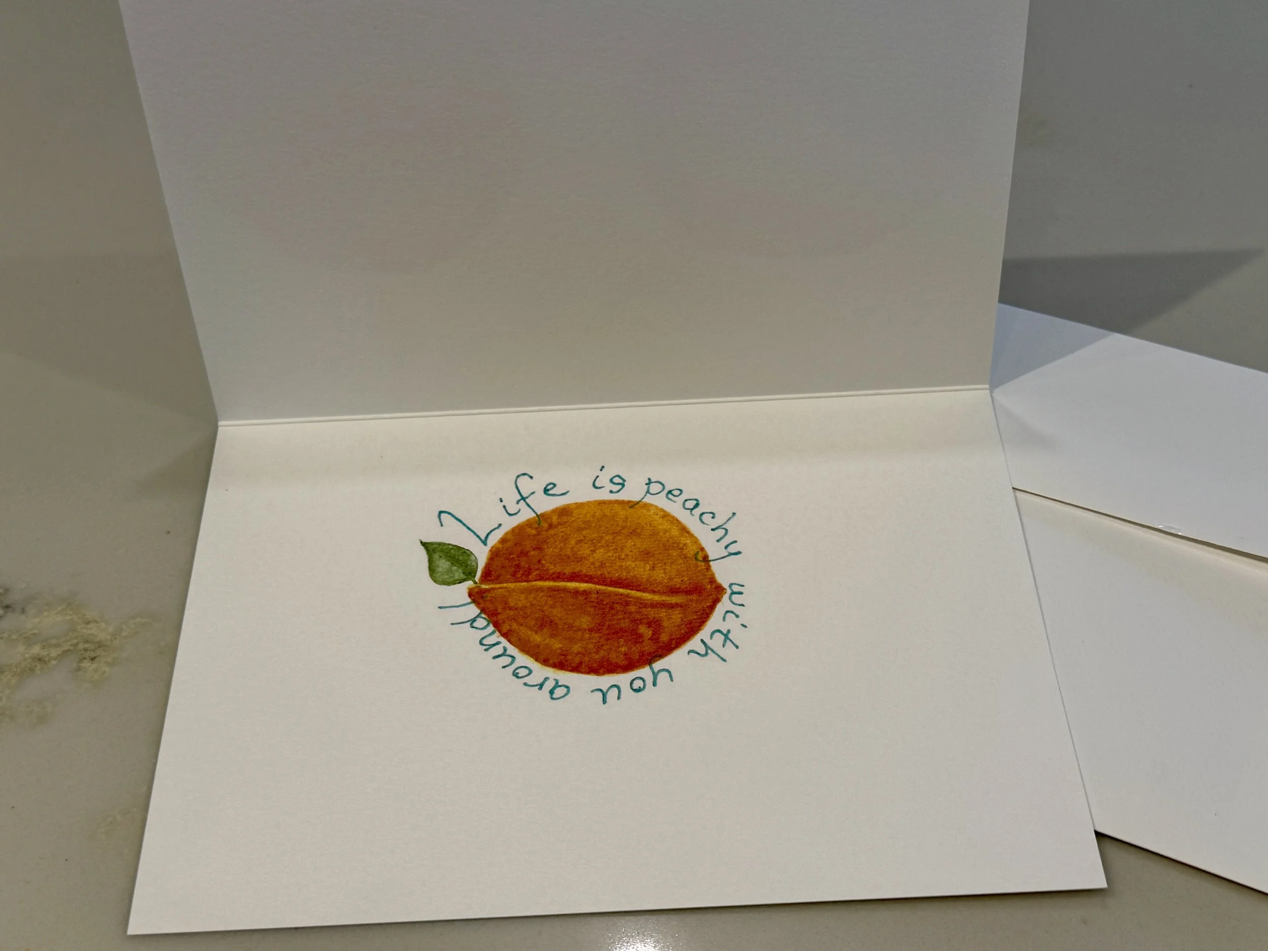  Peachy, 5” x 7” card, inside message 