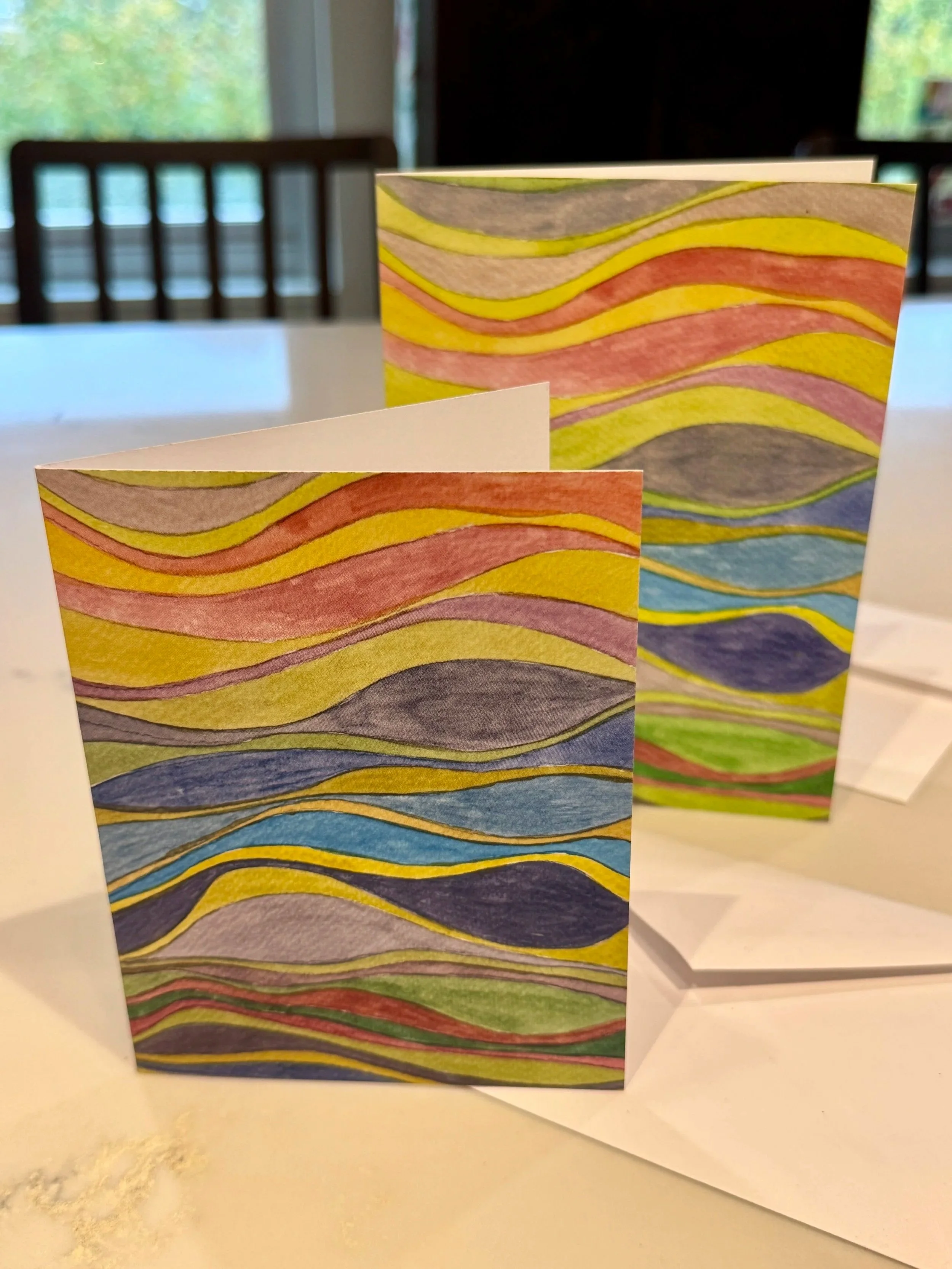  Colorful Waves, 4” x 5.5” and 5” x 7” cards 