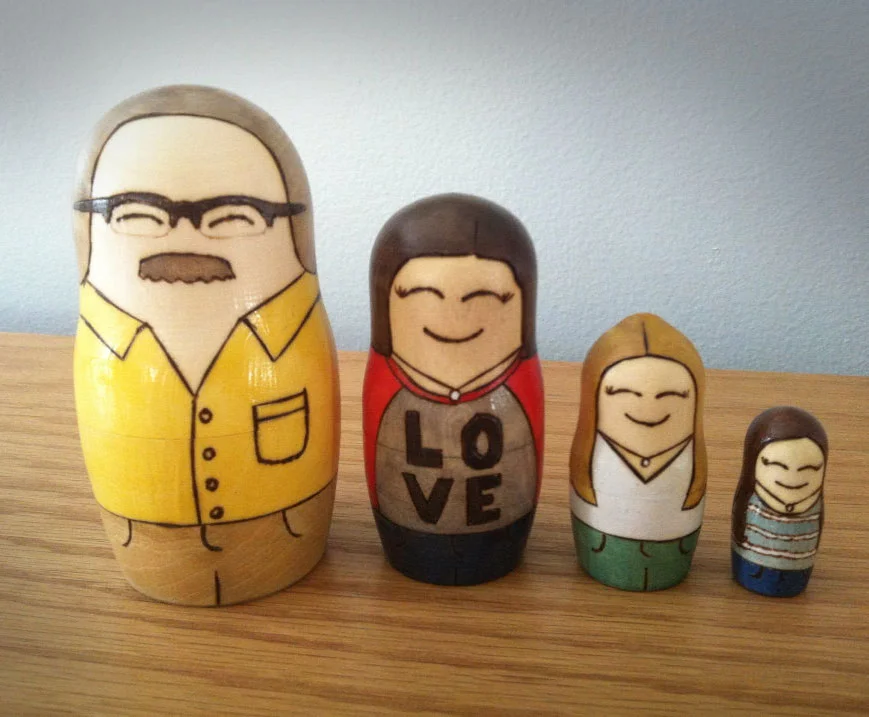 We carry templates of our caregivers and families inside ourselves, like these family matryoshka dolls.