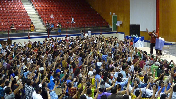 Conclusion of a healing service, 2012.