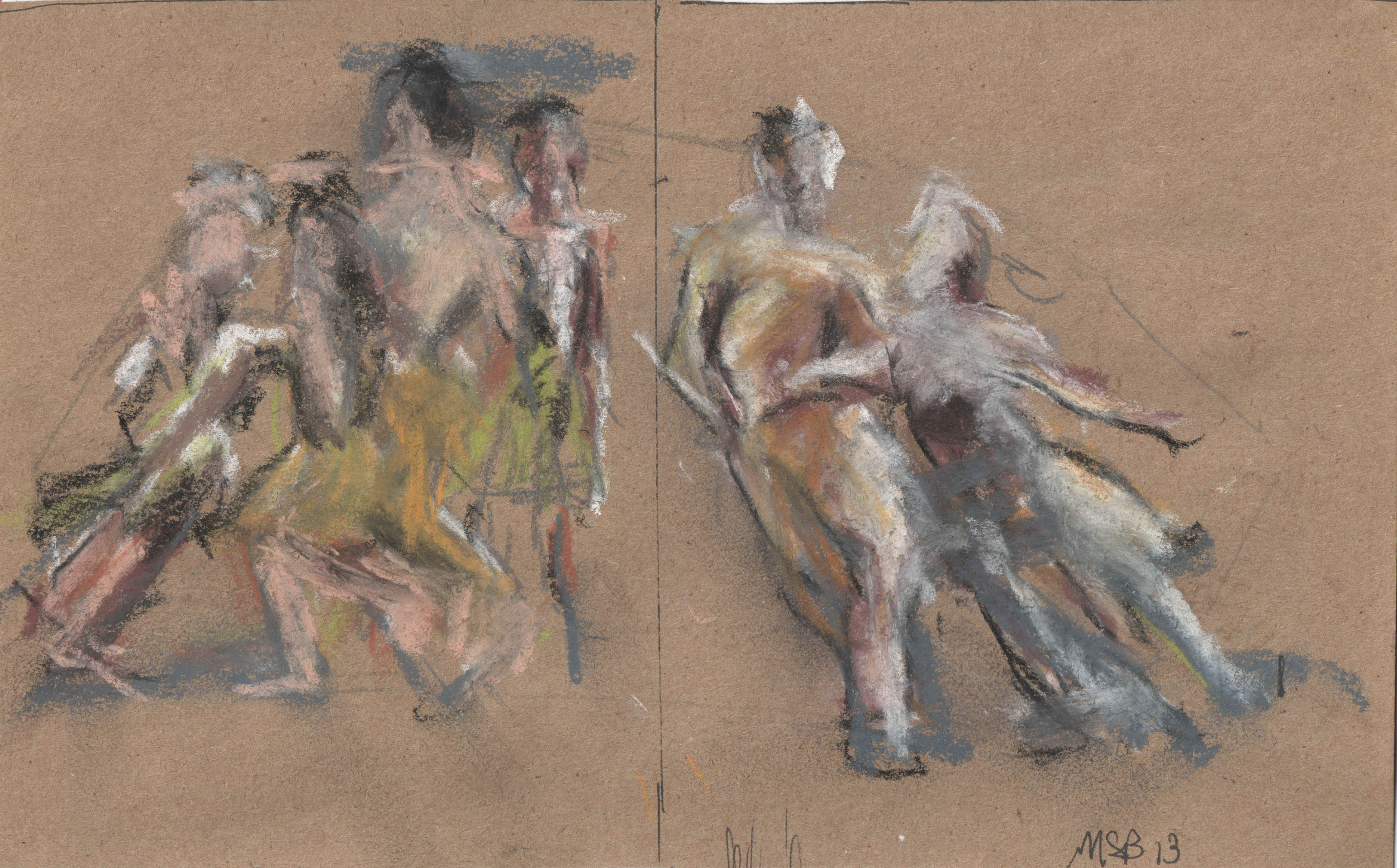 Dancers #5 Pastel on paper 8x5.5"