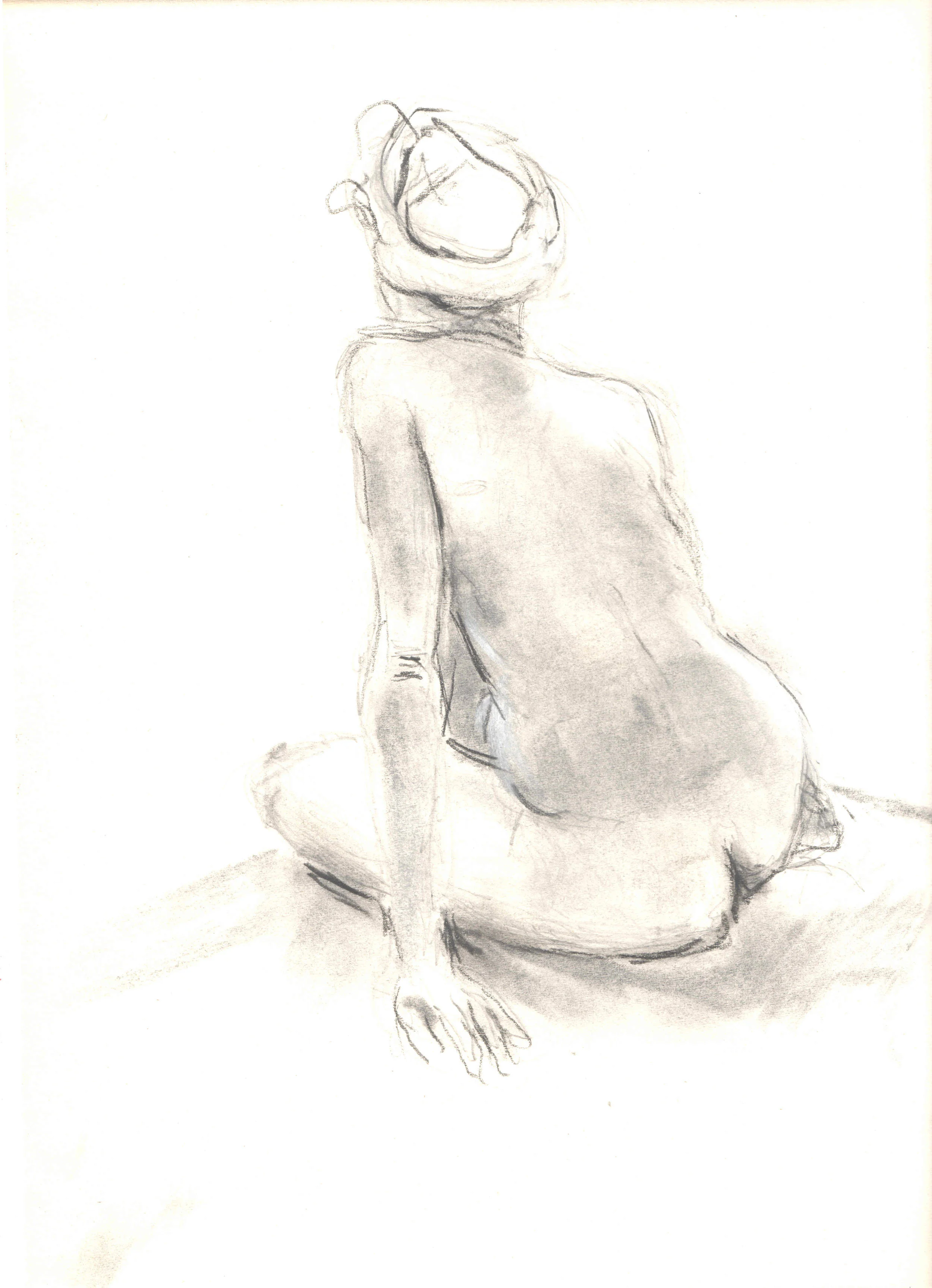 Nude with Turban Charcoal and pencil on paper 9x12"
