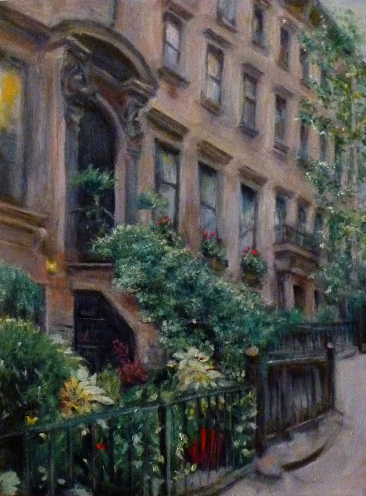 Murray Hill Rows Houses Oil on Masonite 12x18"