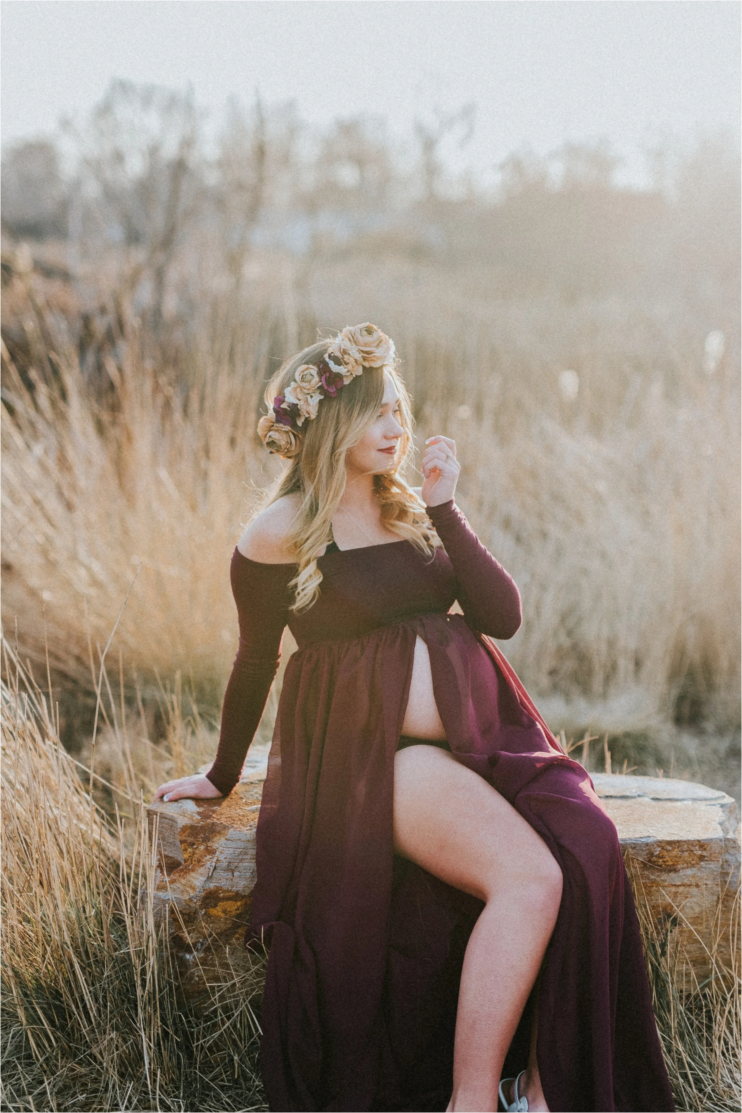 Boise Idaho Maternity Photographer Makayla Madden Photography Winter Maternity Session Maternity Gown Red Engagement Ring Maternity Session Sew Trendy Accessories