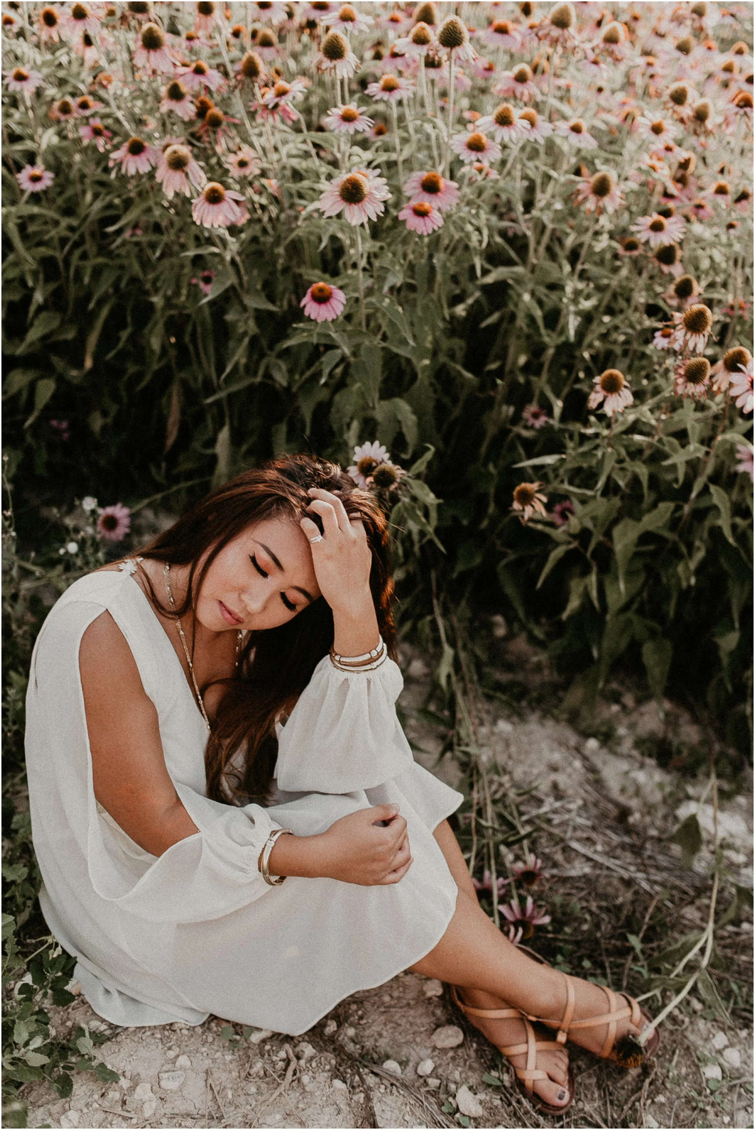 Boise Senior Photographer Makayla Madden Photography Wildflower Field Purple Boho Free Spirit Senior Pictures Gypsy Unique Fun Idaho Meridian Raw Real Free People Dress