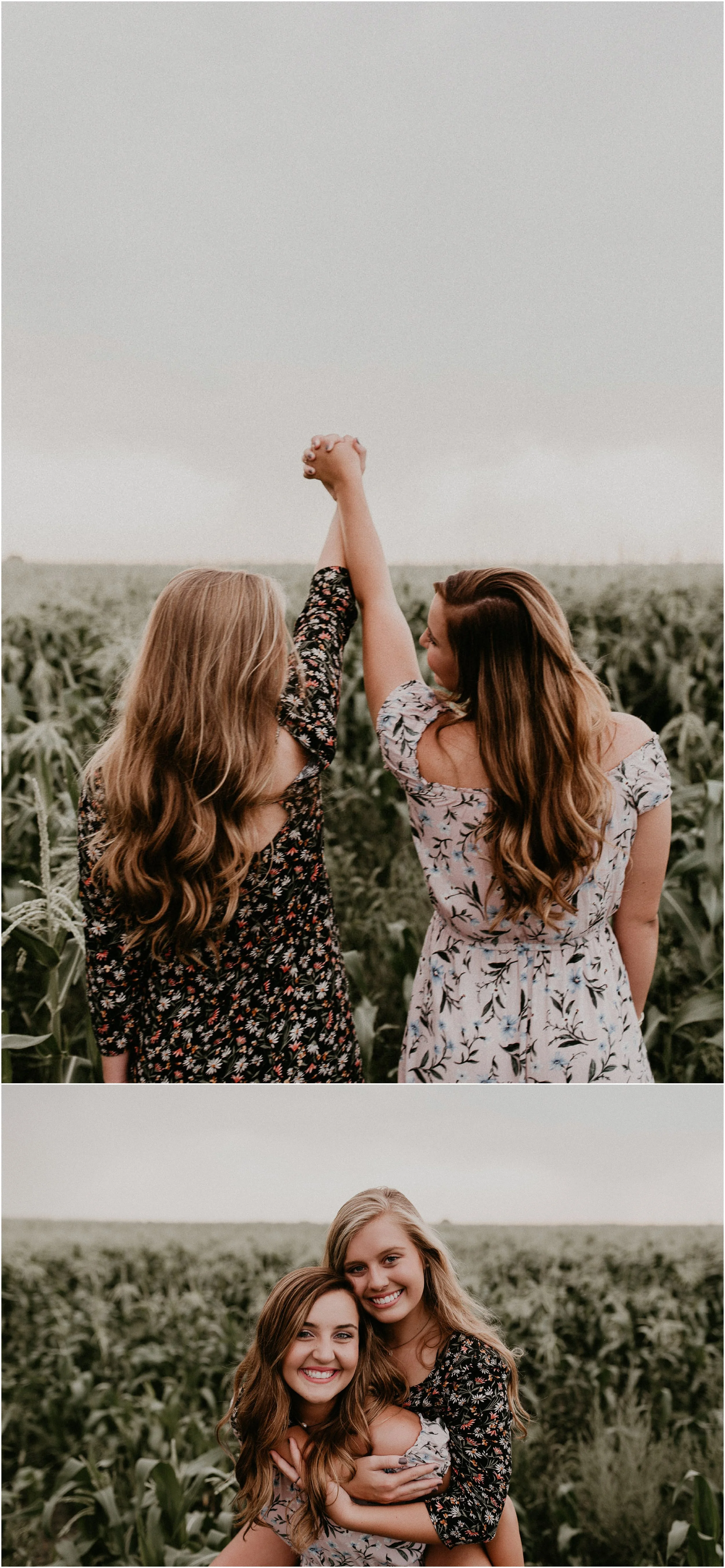 Boise Senior Photographer Idaho Summer Senior Pics Cornfield Linder Farms Floral Dress Flowers Sisters Love Family Pictures Makayla Madden Photography