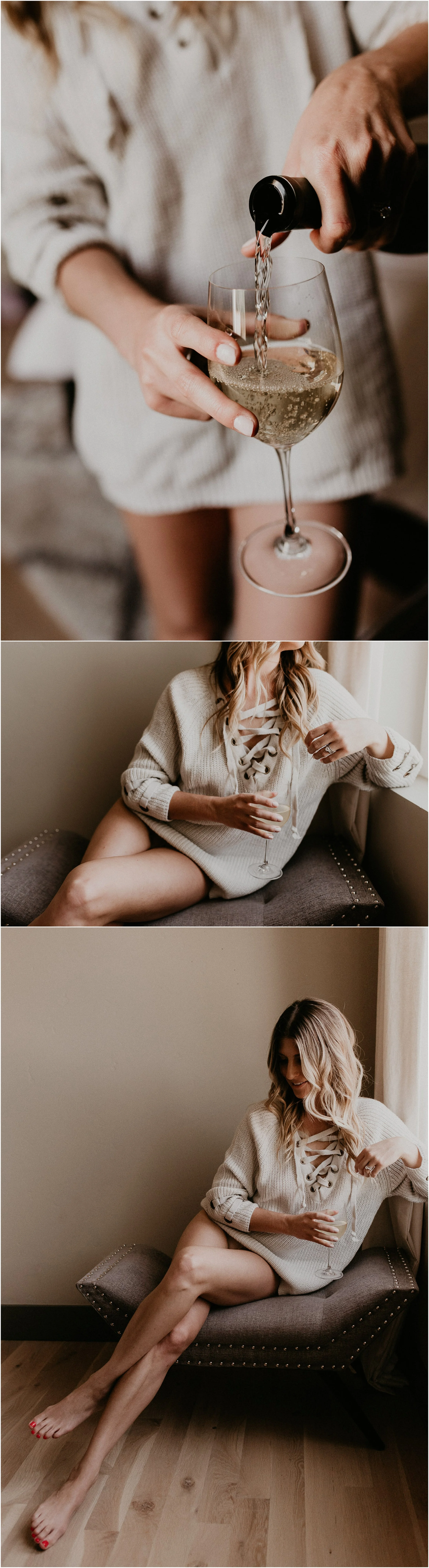 Boise Boudoir Photographer Makayla Madden Photography Award Winning Idaho Photographer Boudoir By Kayla Meridian Boudoir Lifestyle Boudoir Wine Lover Cozy Sweater Boudoir Ideas