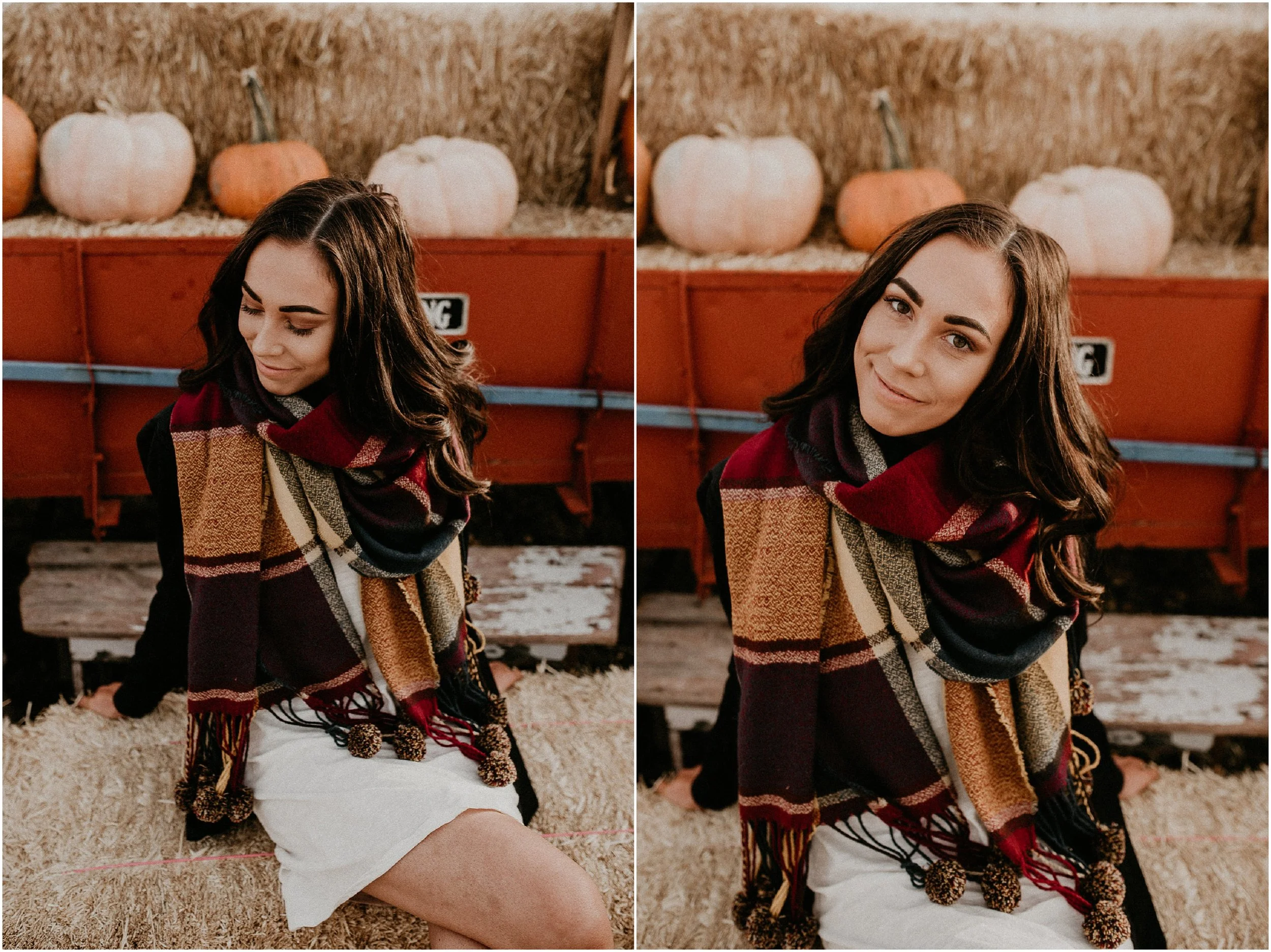 Boise Senior Boudoir Wedding Photographer Makayla Madden Photography Idaho Farmstead Corn Maze Fall Portrait Outfit Ideas Inspiration Plaid Scarf Pumpkin Patch