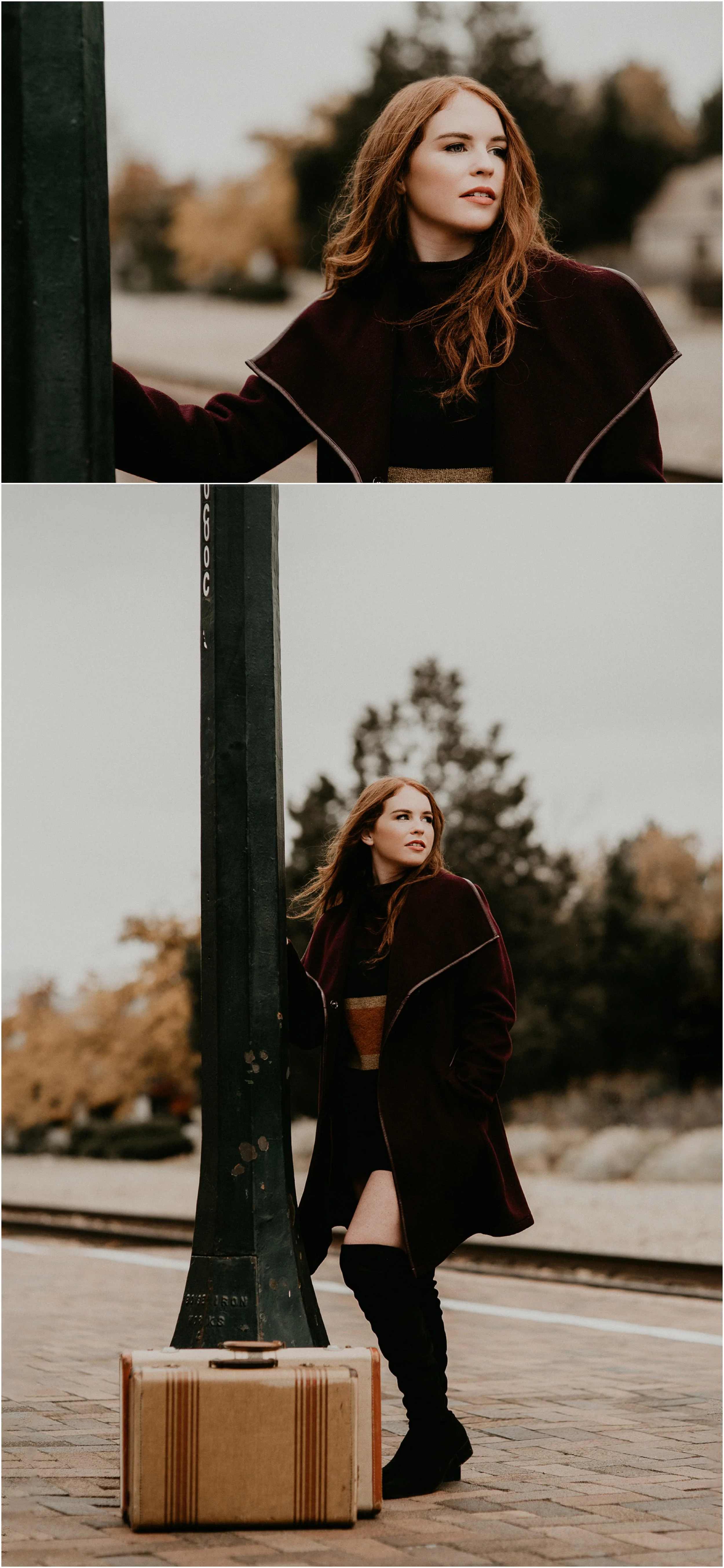Boise Senior Photographer Makayla Madden Photography Eagle High Senior Harlee Edwards Red Head Fall Downtown Boise Senior Pics Idaho Train Depot Travel Lover Meridian Senior Photographer