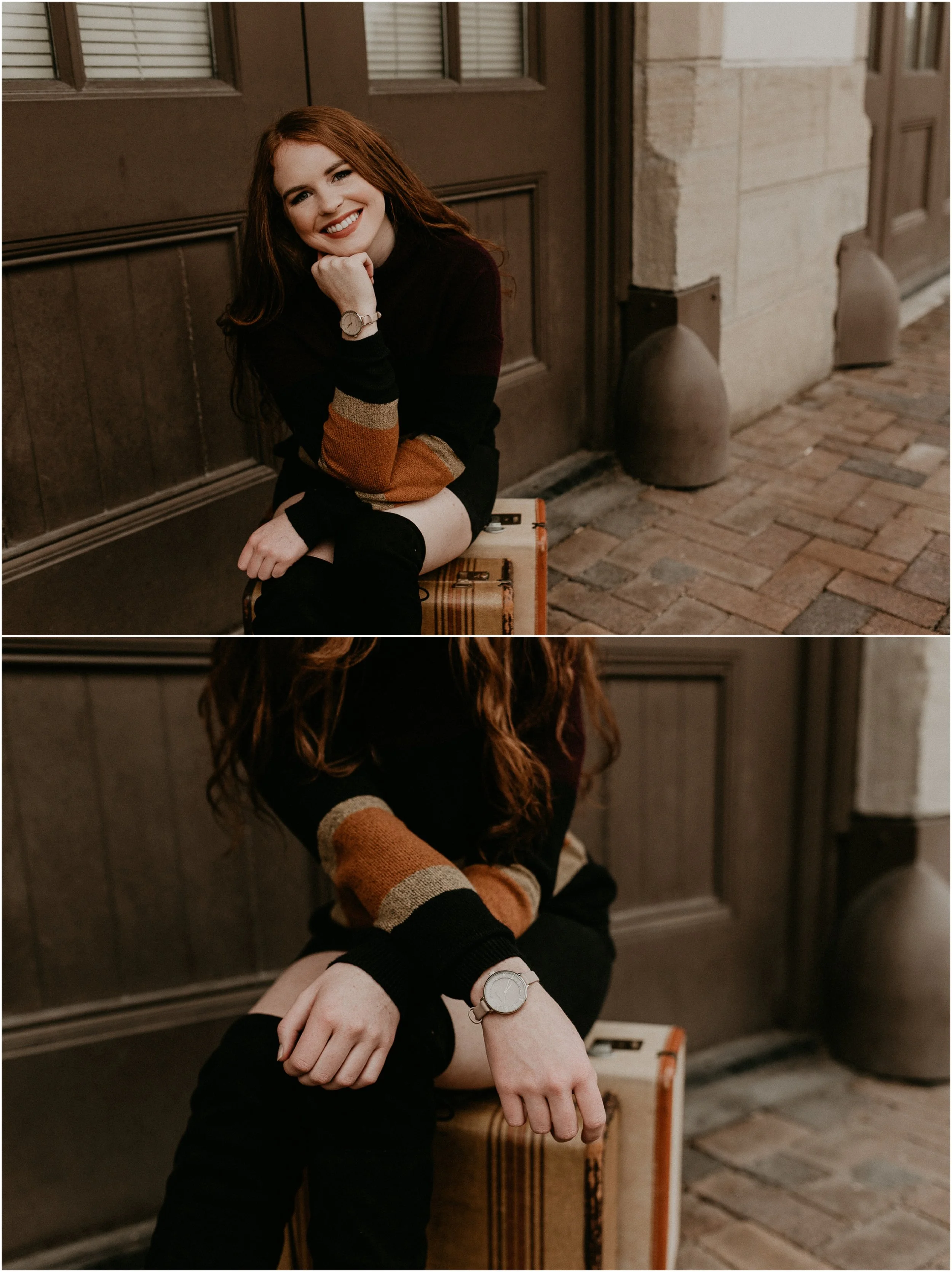 Boise Senior Photographer Makayla Madden Photography Eagle High Senior Harlee Edwards Red Head Fall Downtown Boise Senior Pics Idaho Train Depot Meridian Senior Photographer