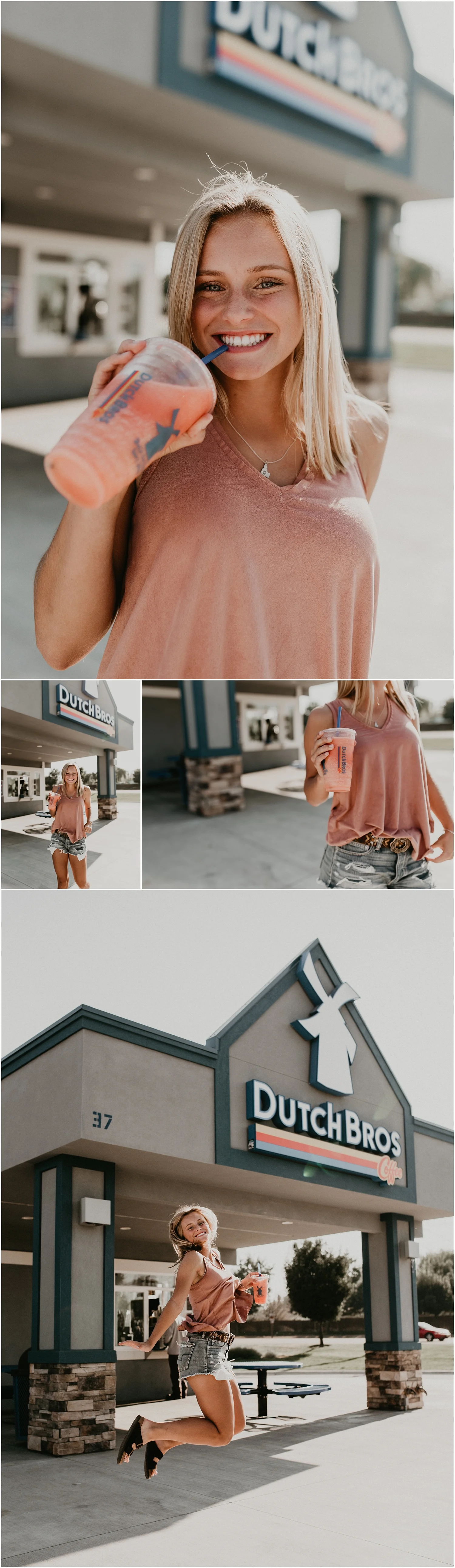 Boise Senior Photographer Makayla Madden Photography Dutch Bros Meridian Dutch Brothers Fun Senior Pictures Laughter Dutch Love