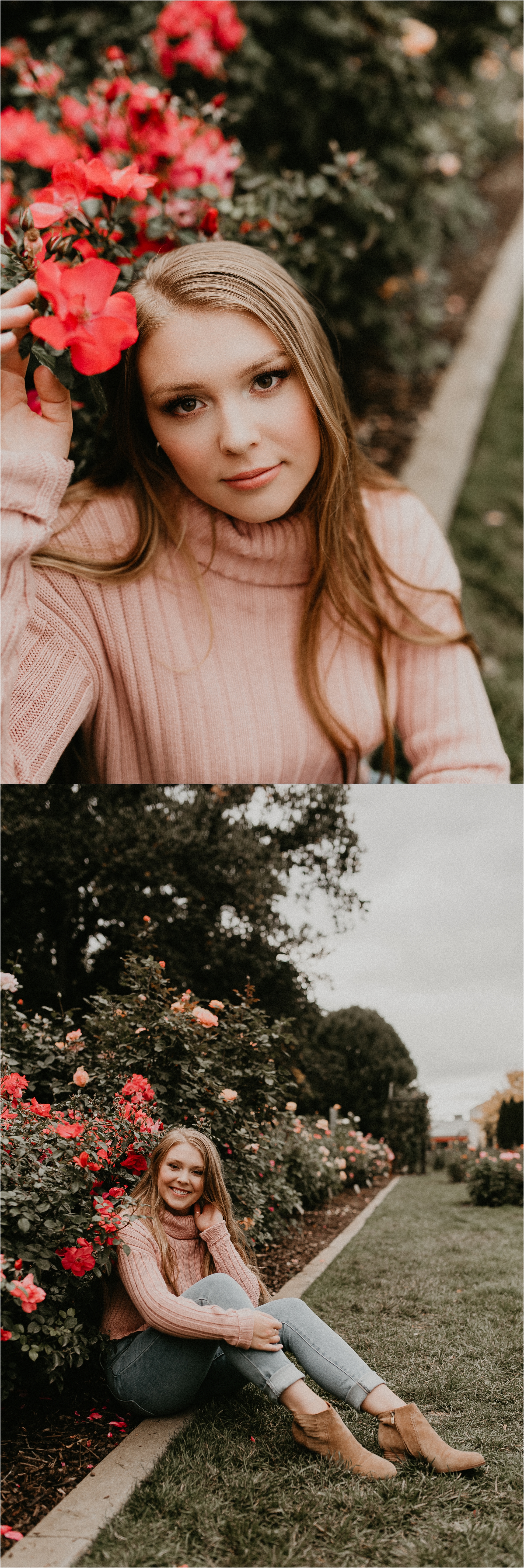 Boise Senior Photographer Makayla Madden Photography Downtown Boise Rose Garden Capital High Senior Flowers Senior Pictures