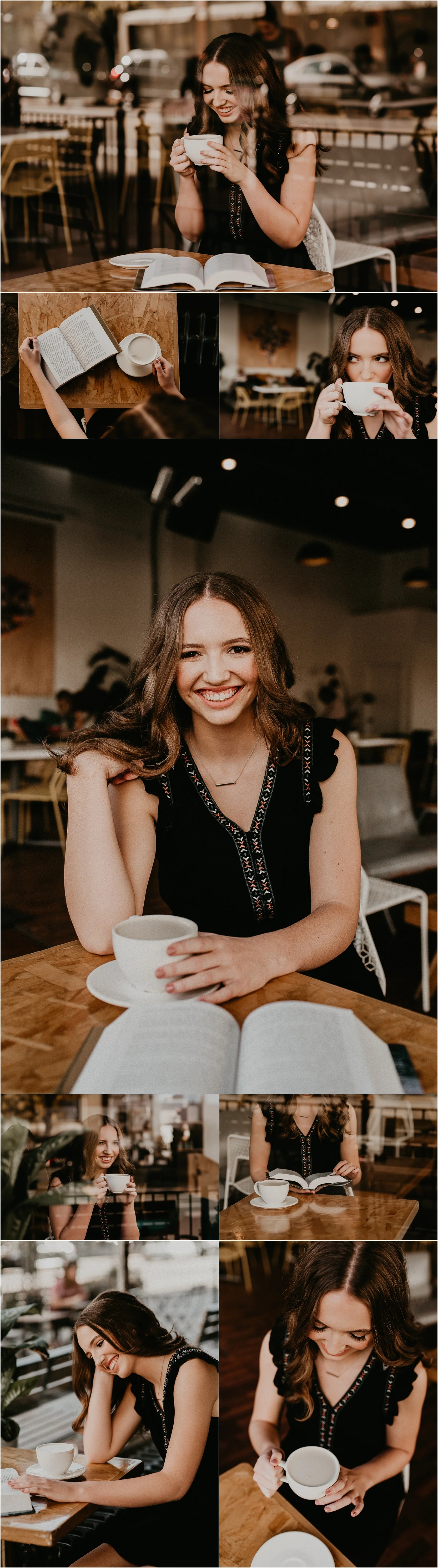 Boise Senior Photographer Makayla Madden Photography Downtown Boise The District Coffee House Boise Photography Coffee Shop Portraits Senior Posing Location Ideas Inspiration