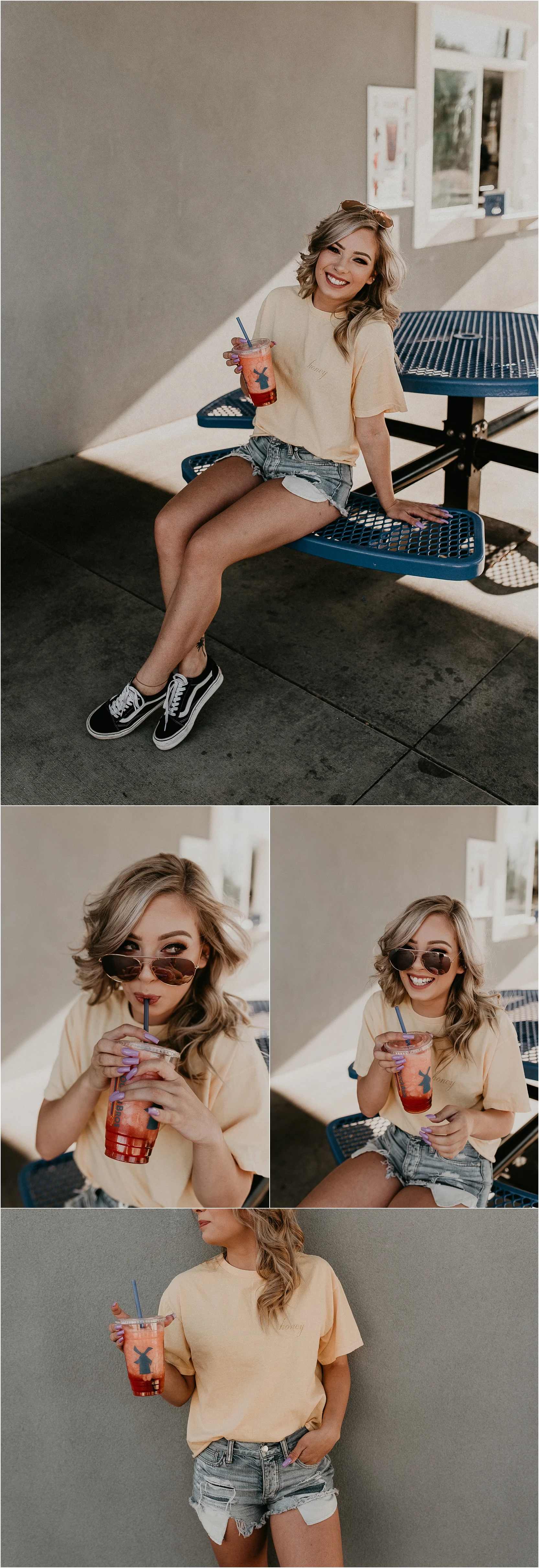 Boise Idaho Senior Photographer Boho Senior Pictures Summer Fun Senior Session Styling Ideas Tips Advice Senior Girl Fun Portraits Dutch Bros Meridian
