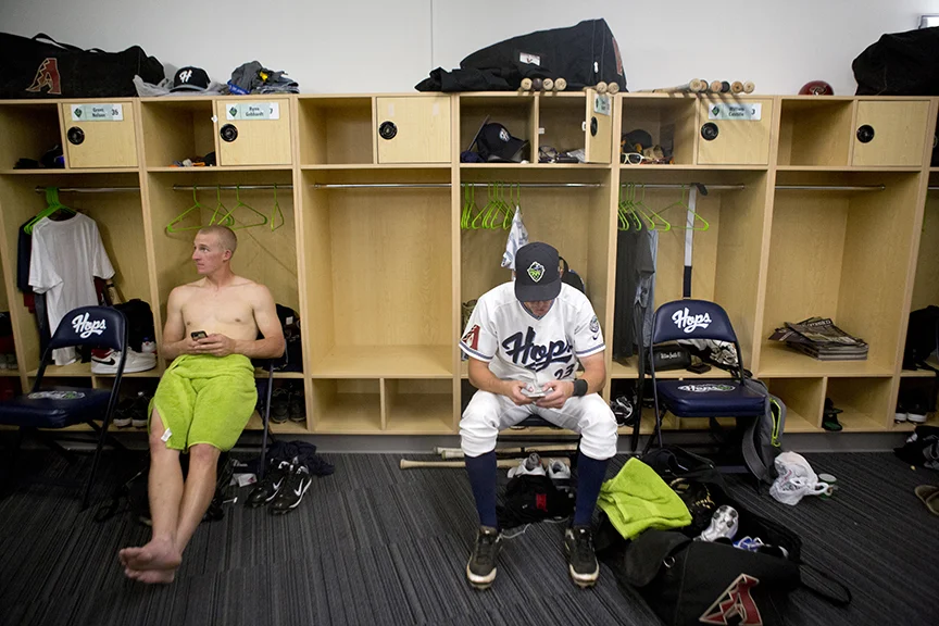 Hillsboro Ballpark, home of the Hillsboro Hops, in the locker room after a 7-4 loss to the Boise Hawks. Photo by Ross Hamilton