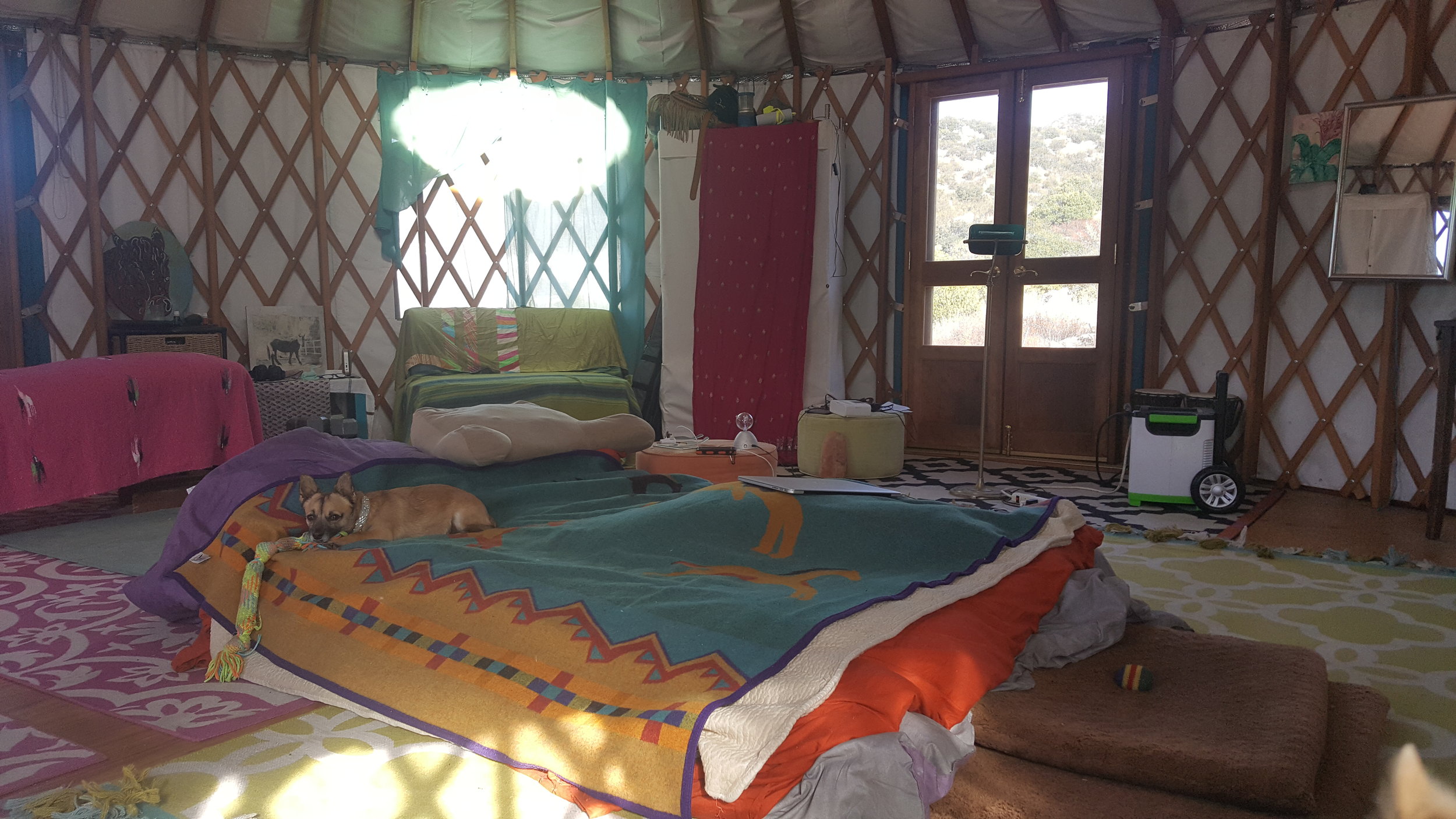 Home comforts inside my yurt