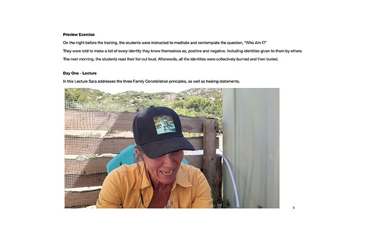 Screenshot from the Advanced Horse Constellation course PDF showing embedded video thumbnails.