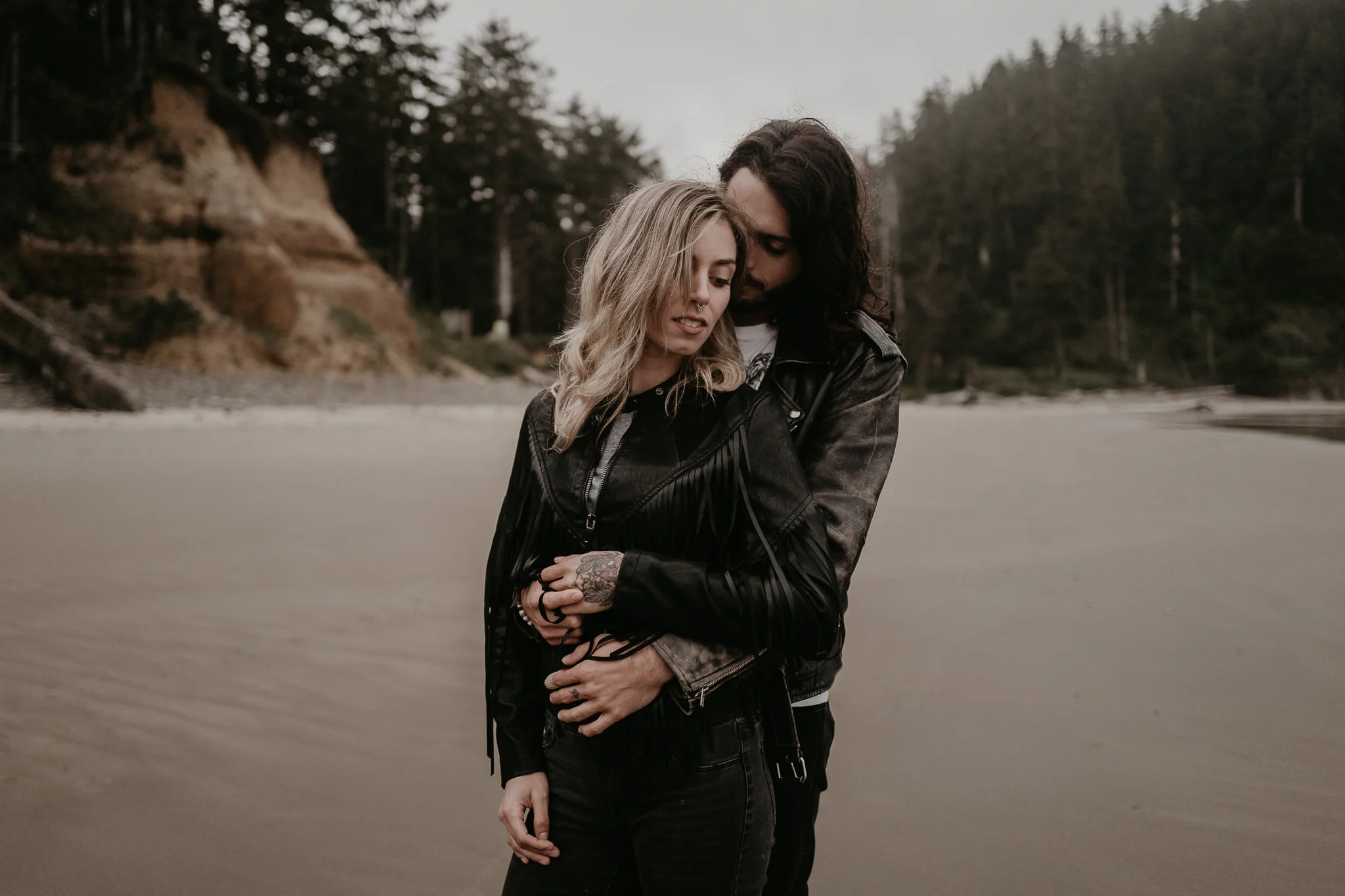 Tattooed Engagement Session at Short Sands, OR | Jessie + Jack
