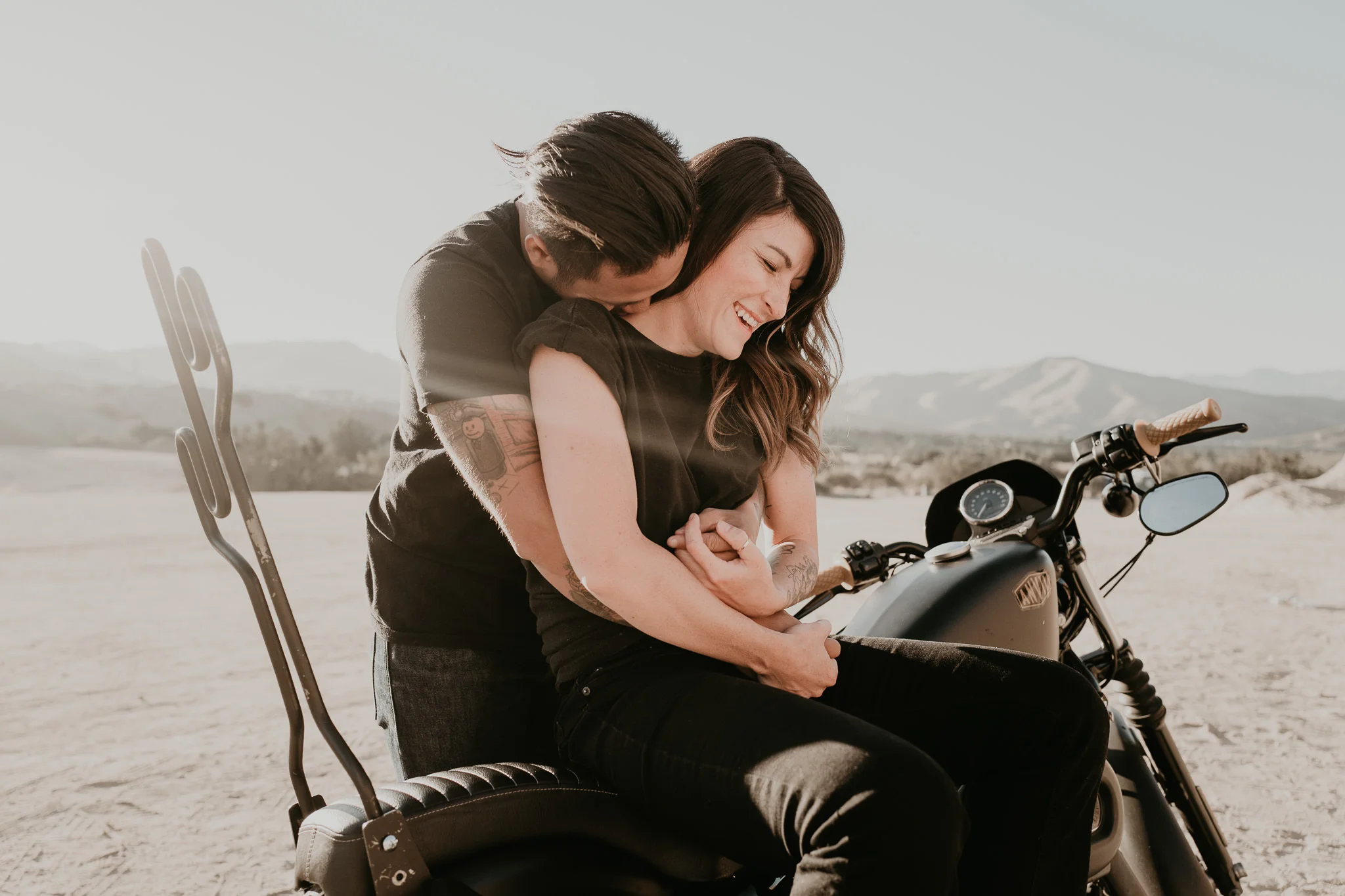 Motorcycle Engagement Shoot at Vasquez Rocks, CA | Sammy Jo + Karl