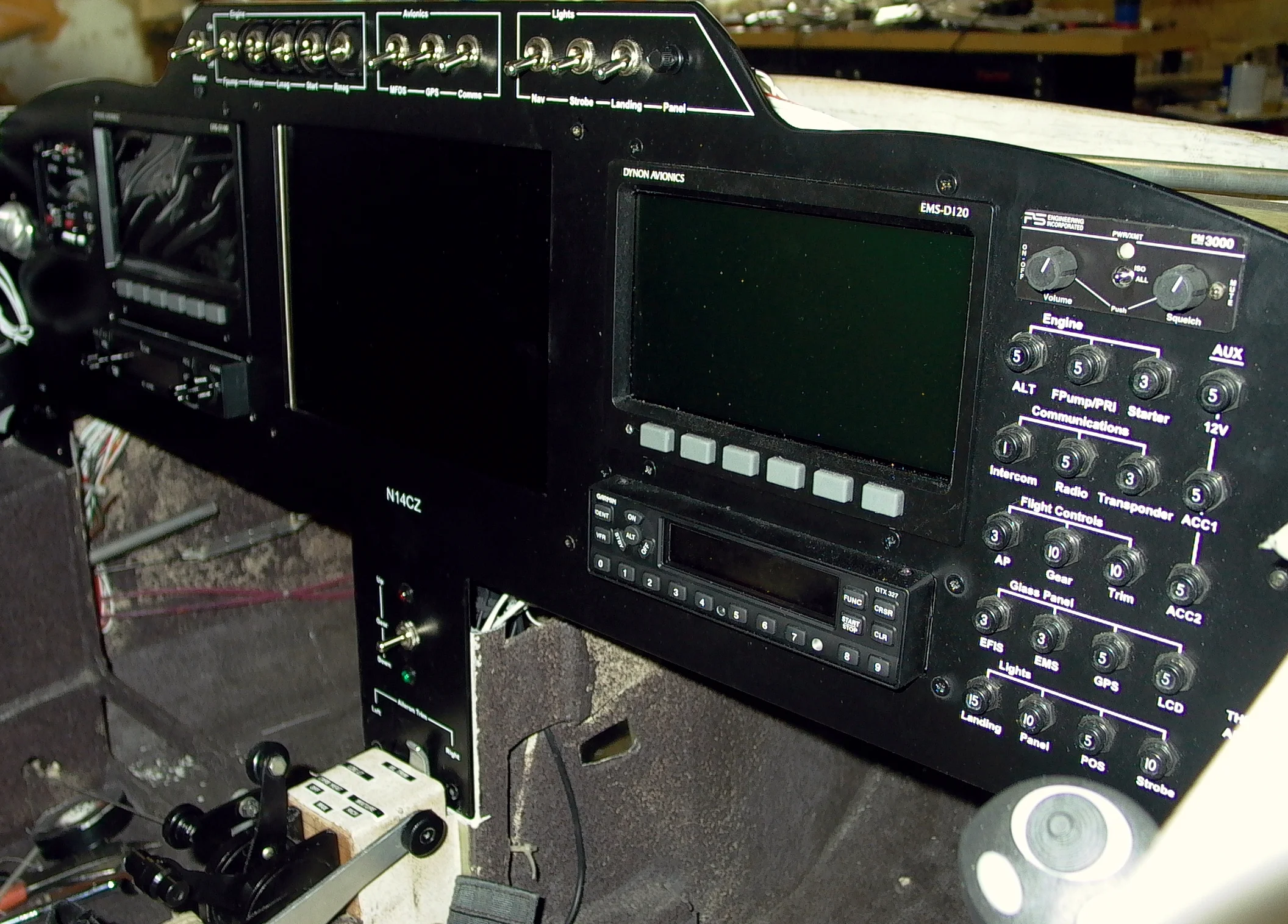 A new panel installation underway on the original Cozy MKIV proof of plans airplane.