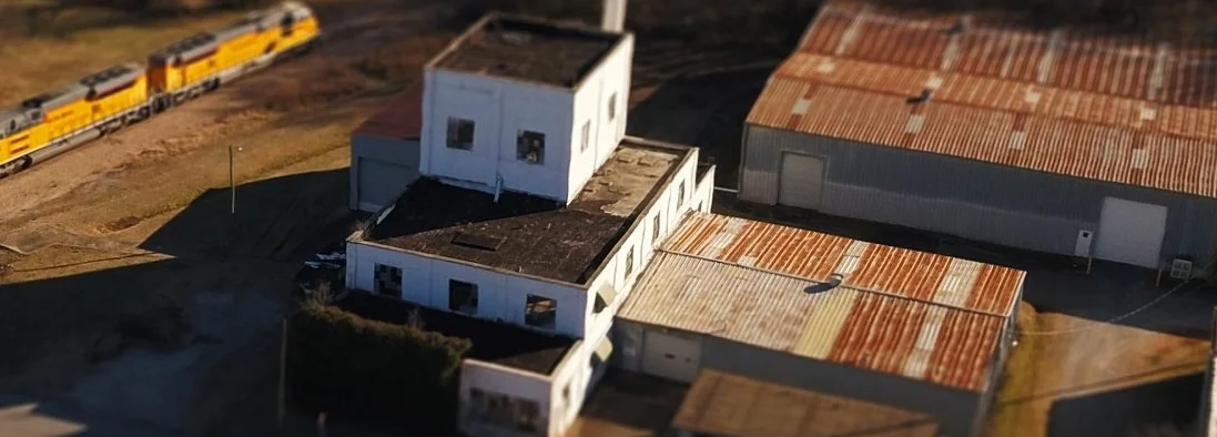 Drone imagery of downtown Rogers.
