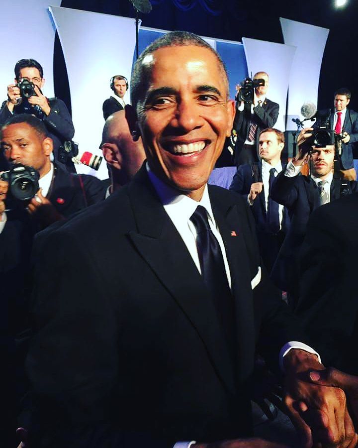 Obama, after he spoke to the APAICS gala crowd. May 4, 2016. Photo courtesy of Sarah Ha.