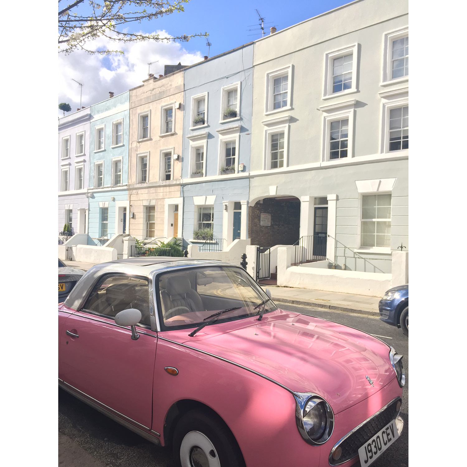 Bubblegum pink Figaro + pastel Notting Hill house perfection