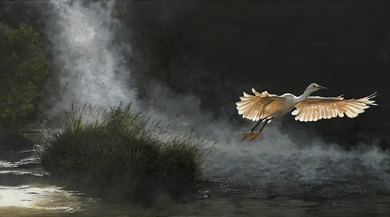 Daybreak at River’s Edge - oil on linen, 26 x 48” Sold