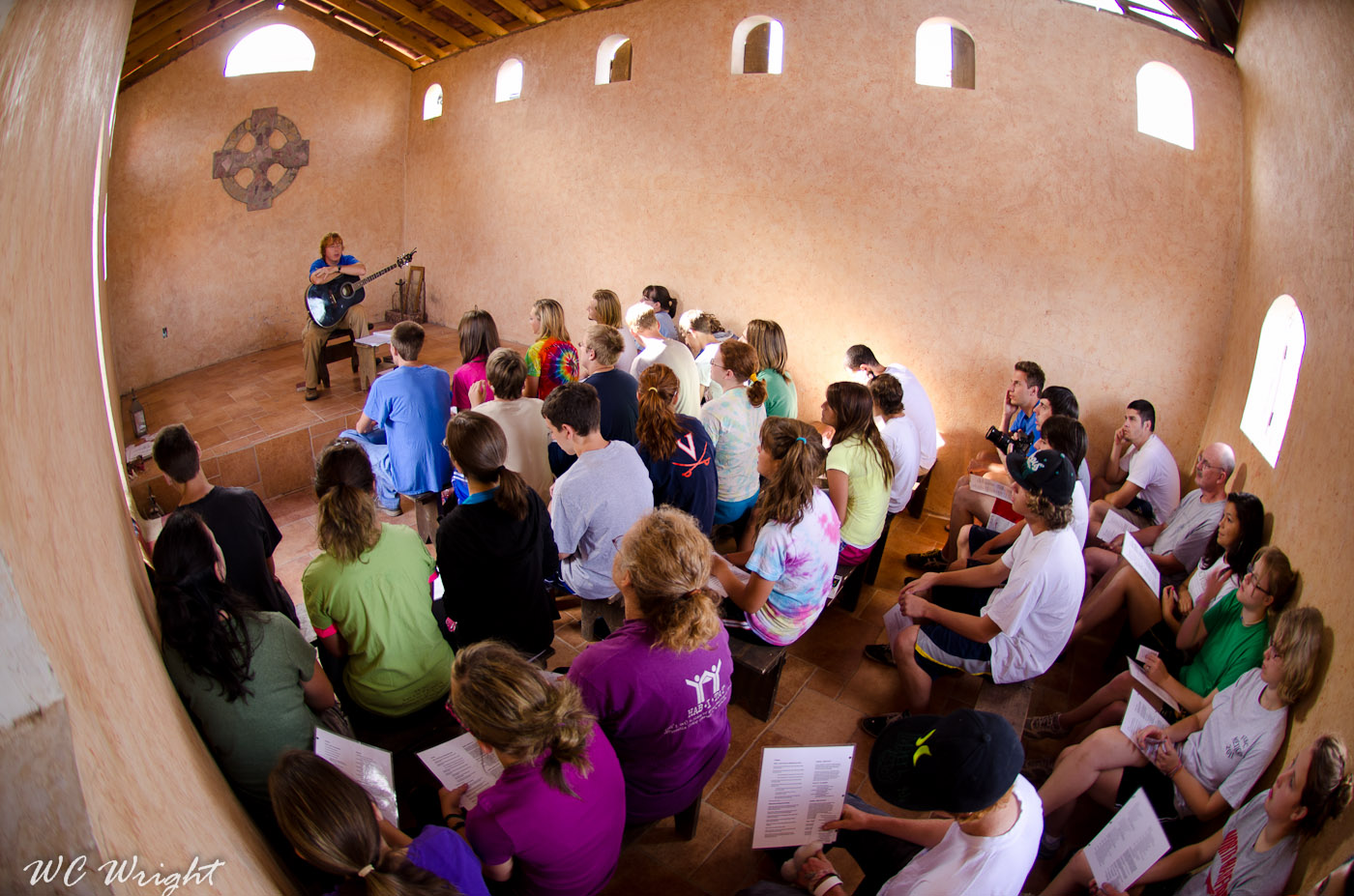 Morning prayer in the lower chapel at Cuirim House in Nogales