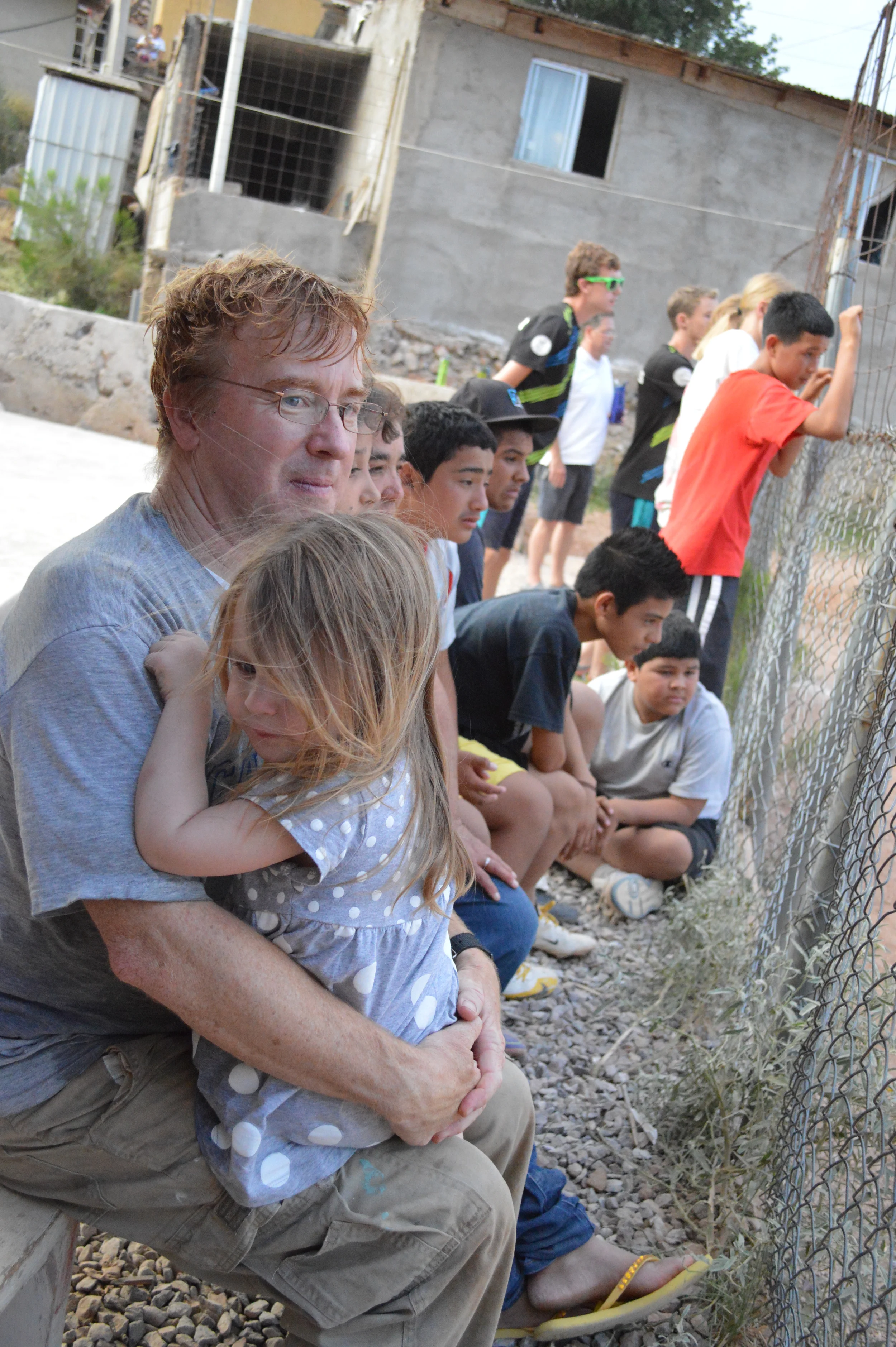 Brian and Sadie Donohue watching the soccer game in Nogales, Mexico.