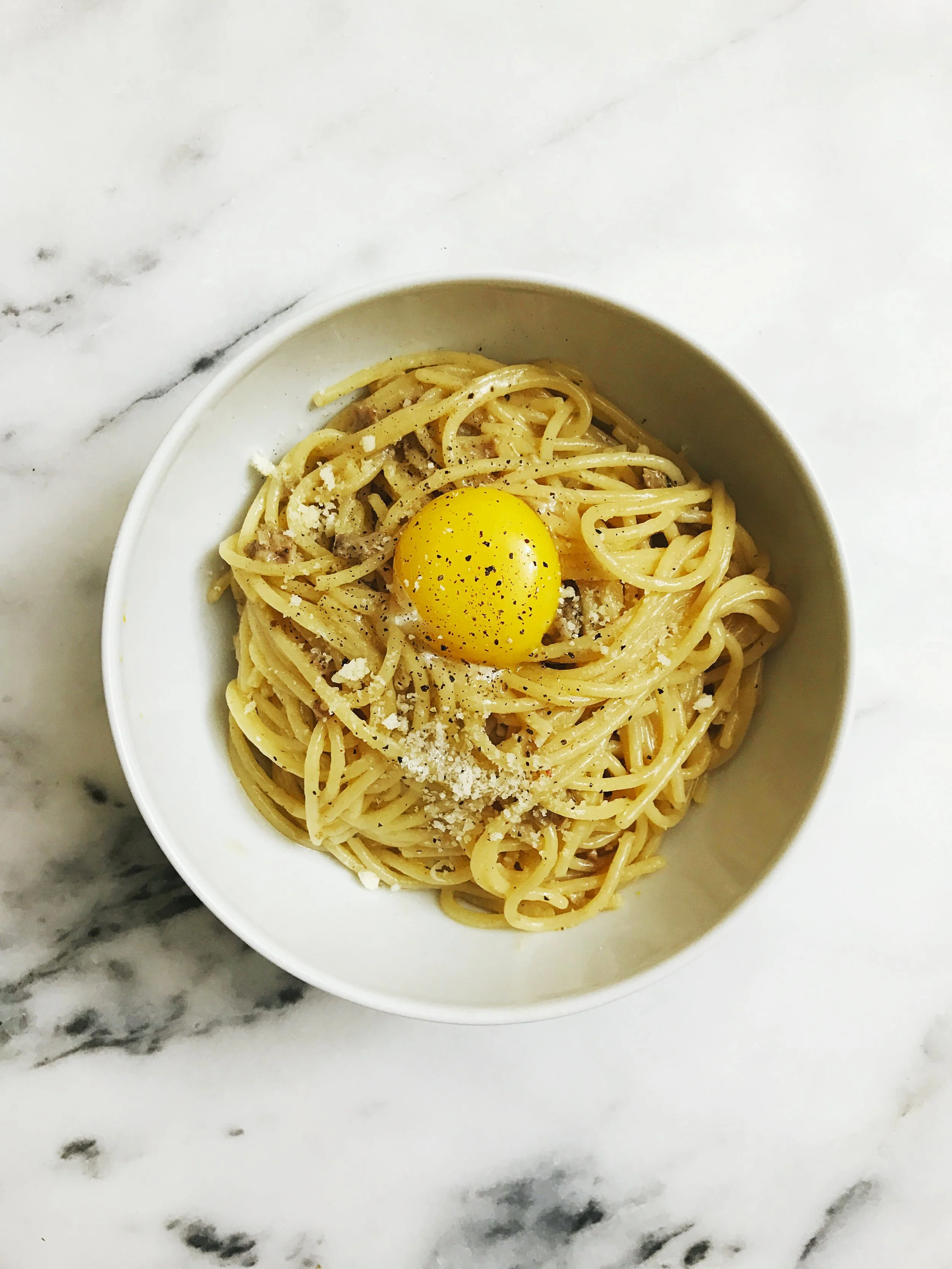 SPAGHETTI CARBONARA WITH SPICY SAUSAGE