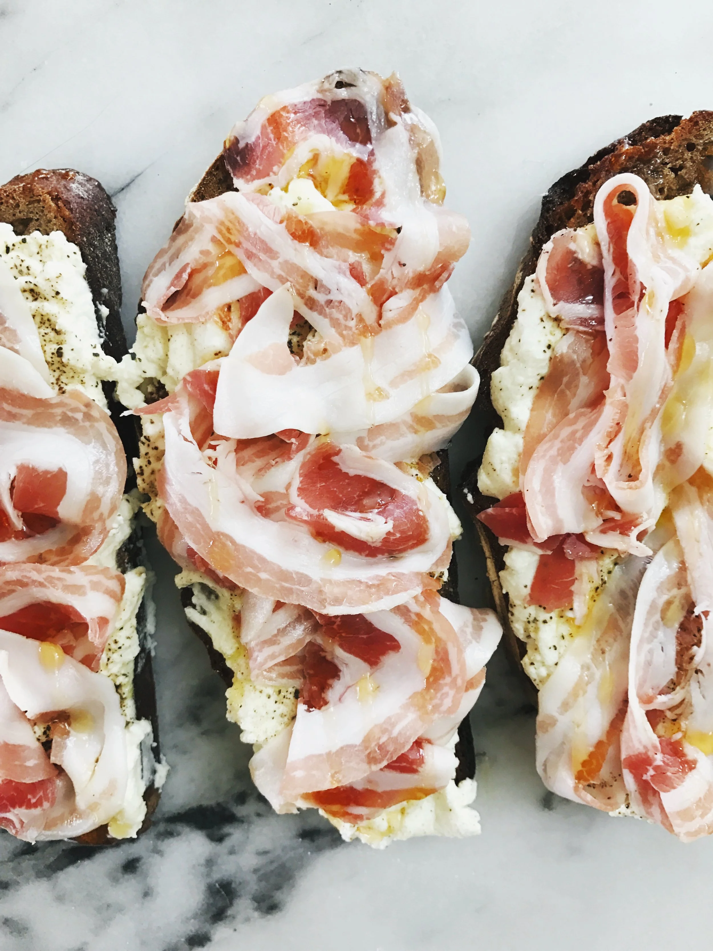 RICOTTA TOAST WITH PANCETTA