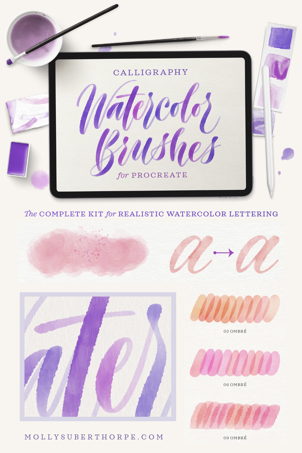 Watercolor Calligraphy Procreate Brush Pack