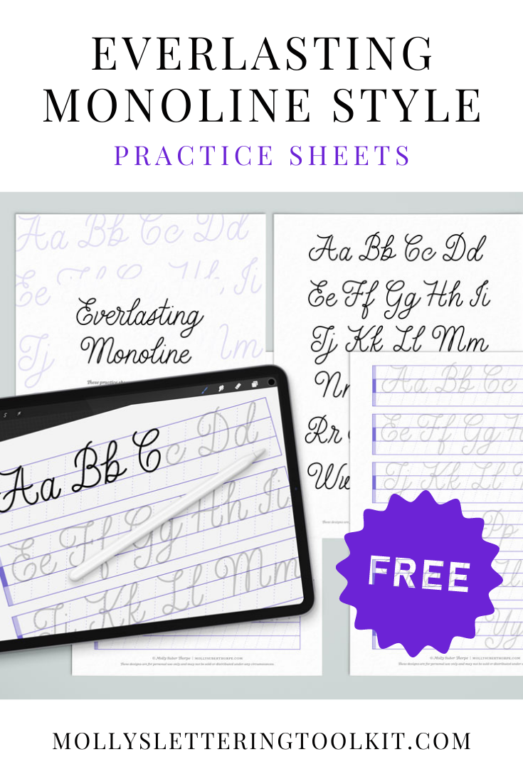 Free Calligraphy Practice Sheets: Everlasting Monoline Style