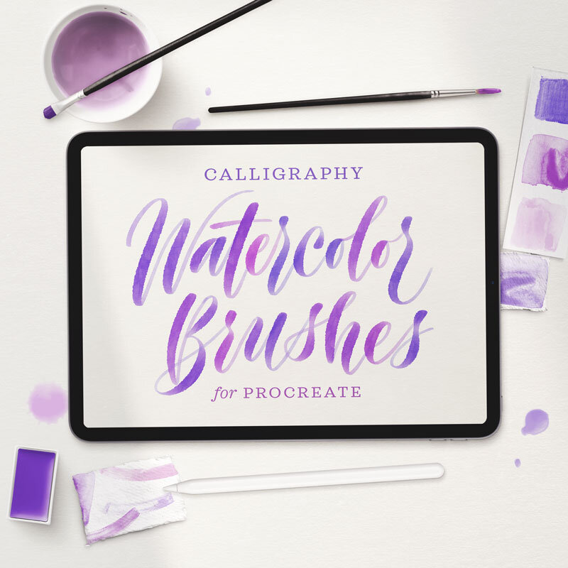 Watercolor Calligraphy Procreate Brush Pack