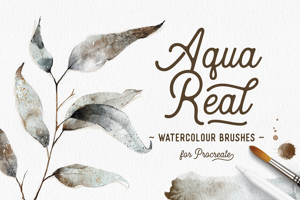 Aqua Real Watercolor Procreate Brushes by Lisa Glanz