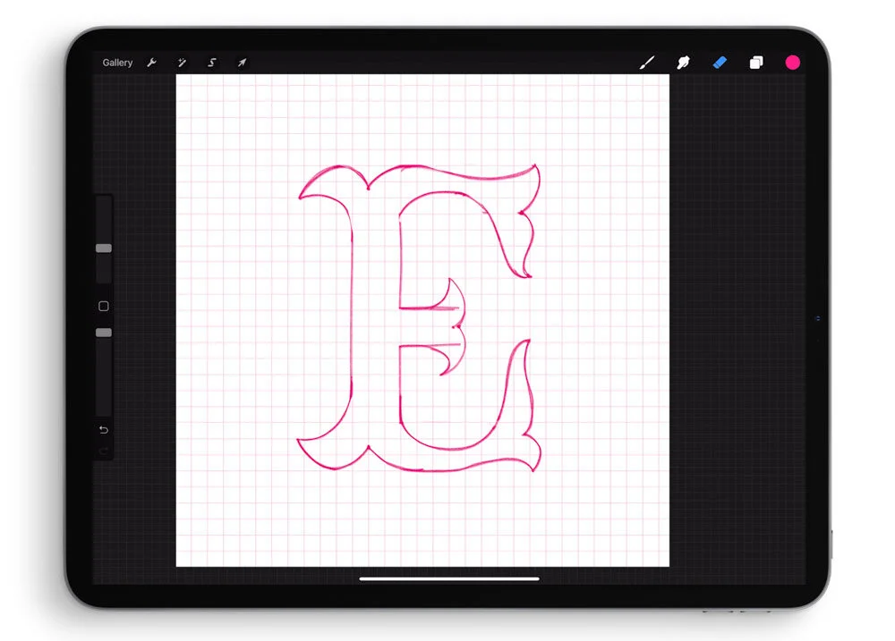 How to Draw a 3D Letter with Drop Shadow in Procreate | Molly Suber Thorpe