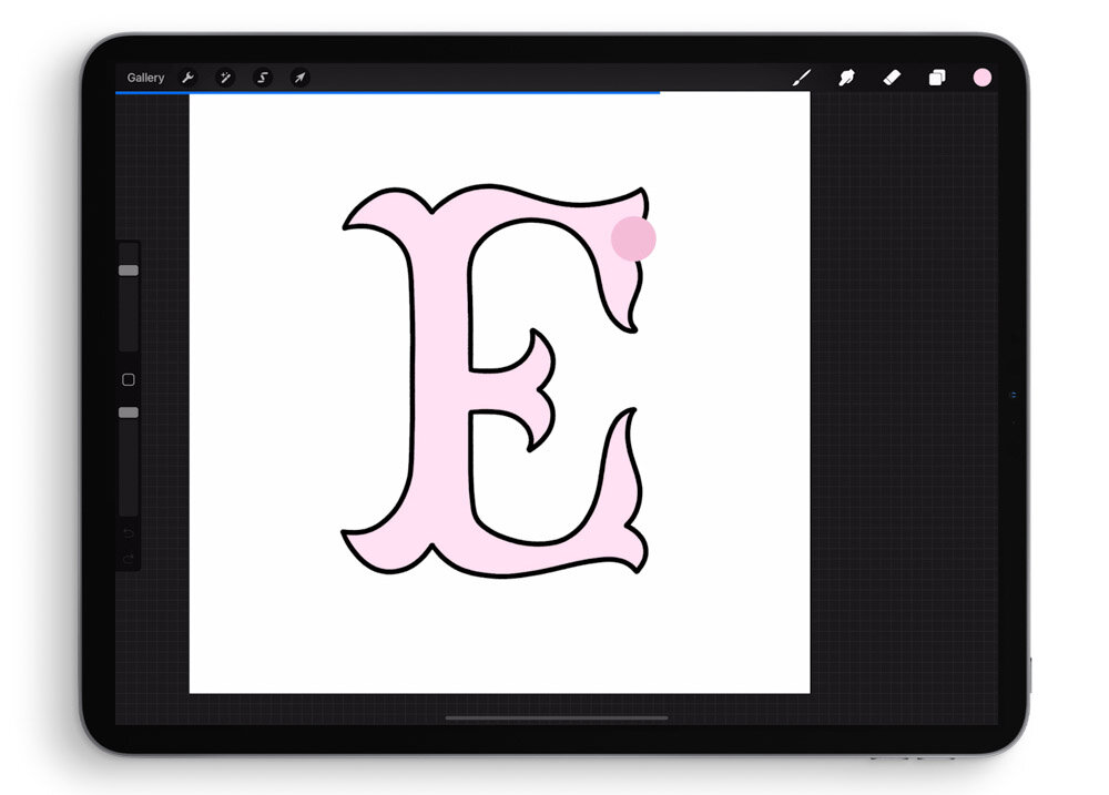 How to Draw a 3D Letter with Drop Shadow in Procreate | Molly Suber Thorpe